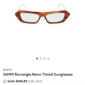 NIB Gucci Rectangle Retro Tinted Sunglasses (HAVANA)